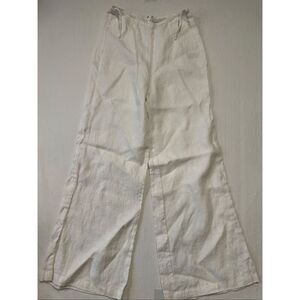 Faithfull The Brand White 100% Linen Wide Leg Pants Size 4